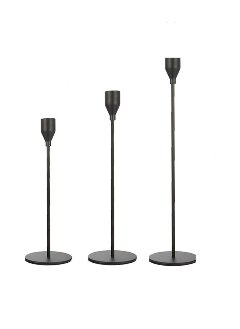 Black Set, Retro Candle Holder Tall Creative Candle Cup Ornaments, Suitable For Pillar Taper Candles And Tea Lights, Suitable For Family Dining Table Home Decoration