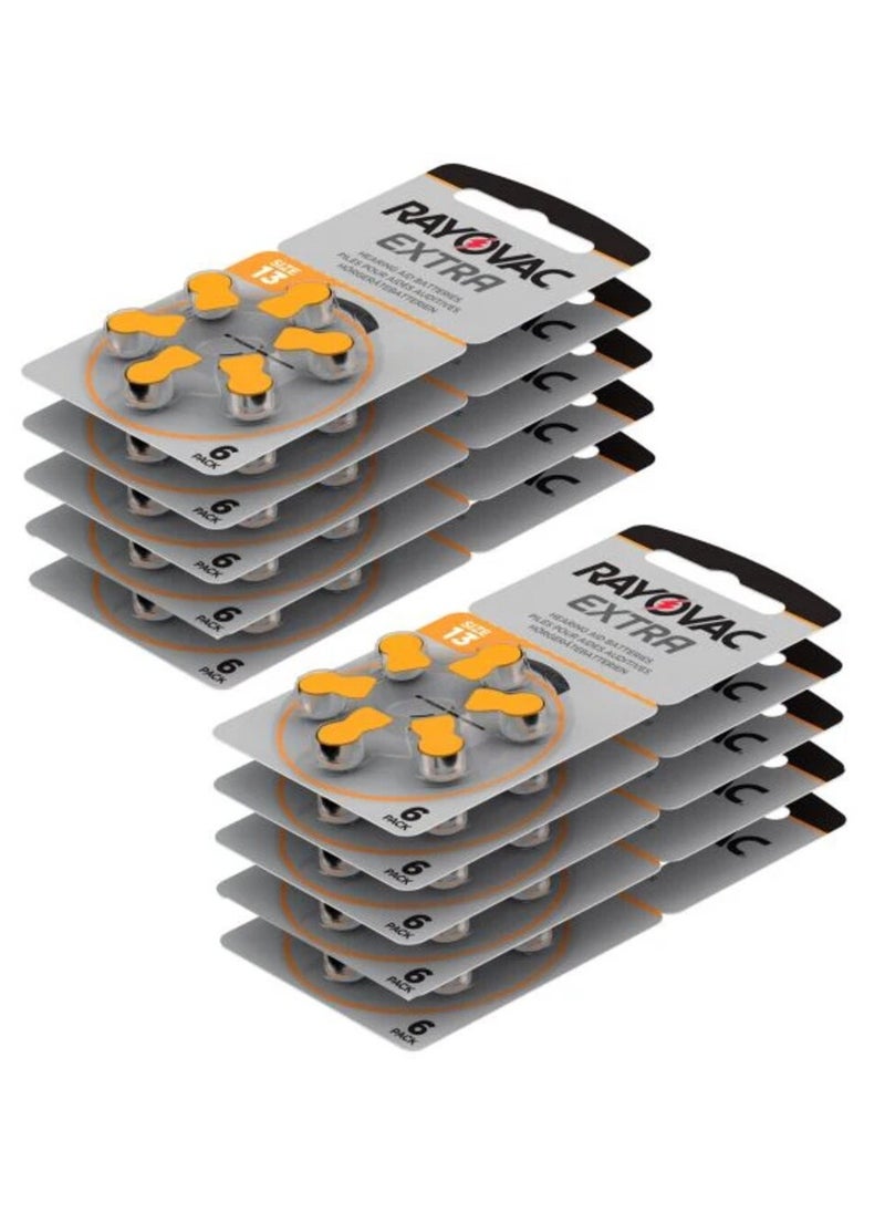 Rayovac Extra (Size 13) Hearing Aid Batteries Zinc-Air 0% Mercury - 60 Pieces