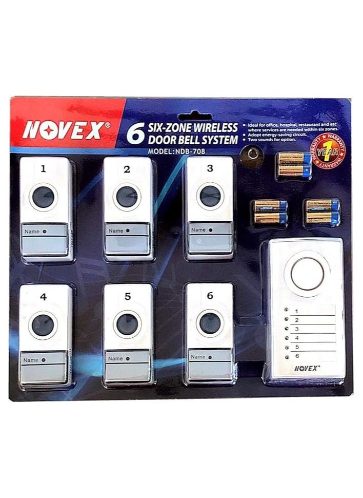 Novex Six Zone Wireless Door Calling Bell System