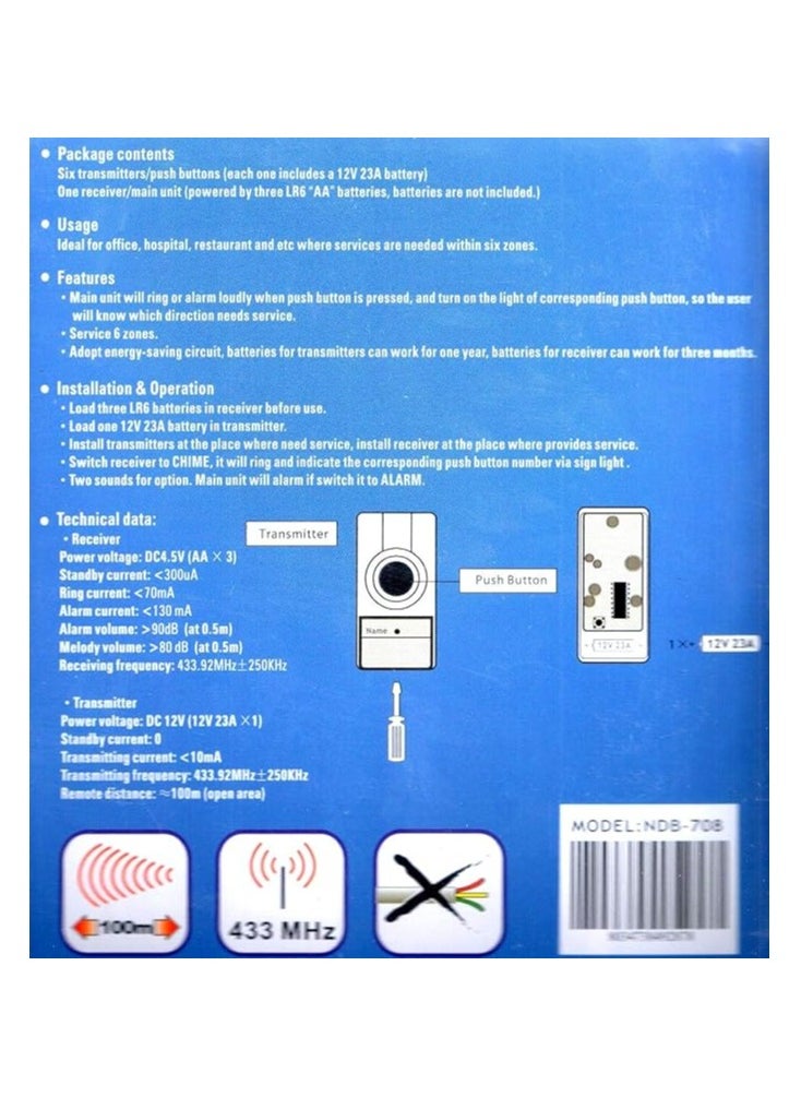 Novex Six Zone Wireless Door Calling Bell System