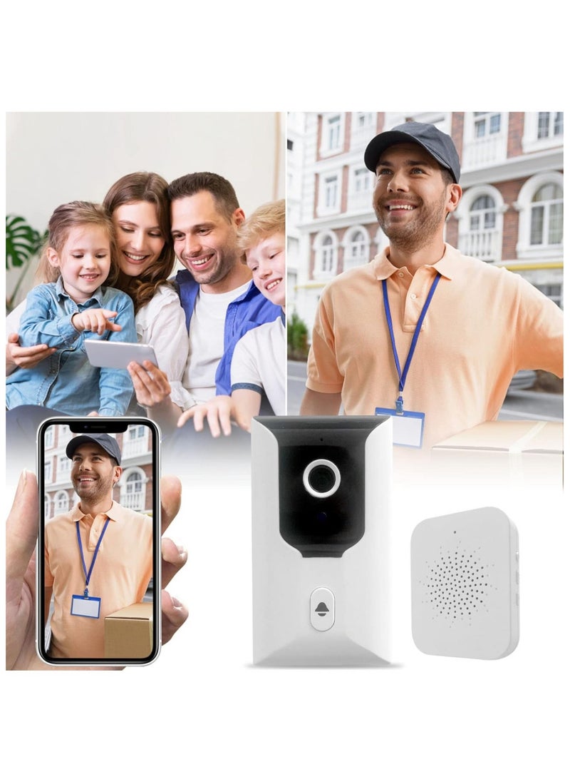 Smart Wireless Remote Video Doorbell Intelligent Visual Home Intercom HD Night Vision WiFi Rechargeable Security Doorbell with Two Way Call and Recording