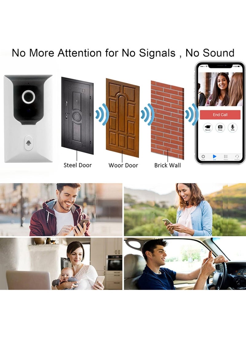 Smart Wireless Remote Video Doorbell Intelligent Visual Home Intercom HD Night Vision WiFi Rechargeable Security Doorbell with Two Way Call and Recording