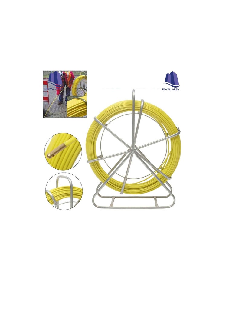 Fish Tape Electric Reel Fiber glass Wire Cable Running Rod Duct Rodder Fishtape Puller for Floor Conduit and Telecom Wall (4.5mmx50m)