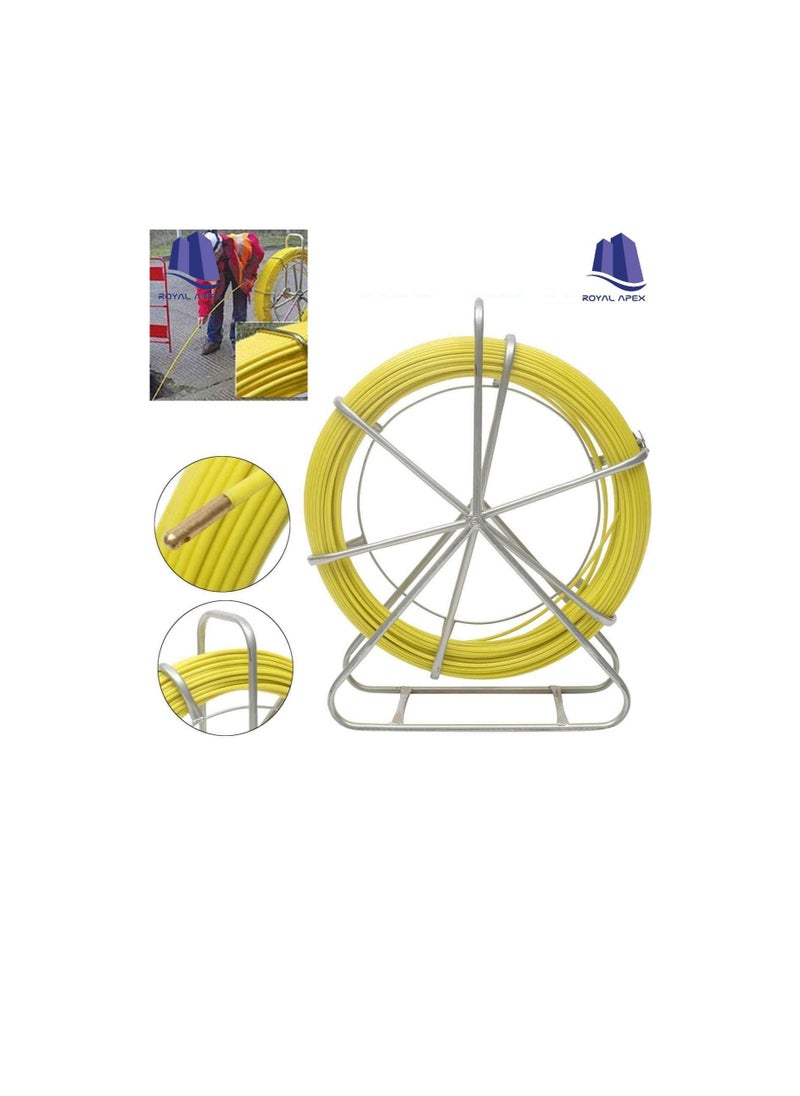 Fish Tape Electric Reel Fiber glass Wire Cable Running Rod Duct Rodder Fish tape Puller for Floor Conduit and Telecom Wall 6mmx100m