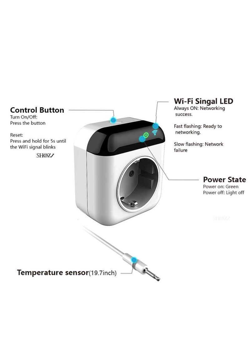 Smart Wifi Thermostat Plug Outlet Mini Temperature Controller 10A Plug-in Socket Schedule Timer Electric Switch for Heating ( 2 Pcs )