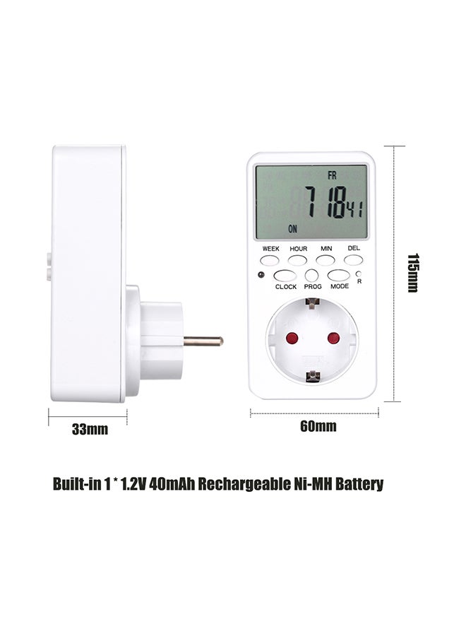 Digital Switch Socket Timer White 19 X 9 X 10cm