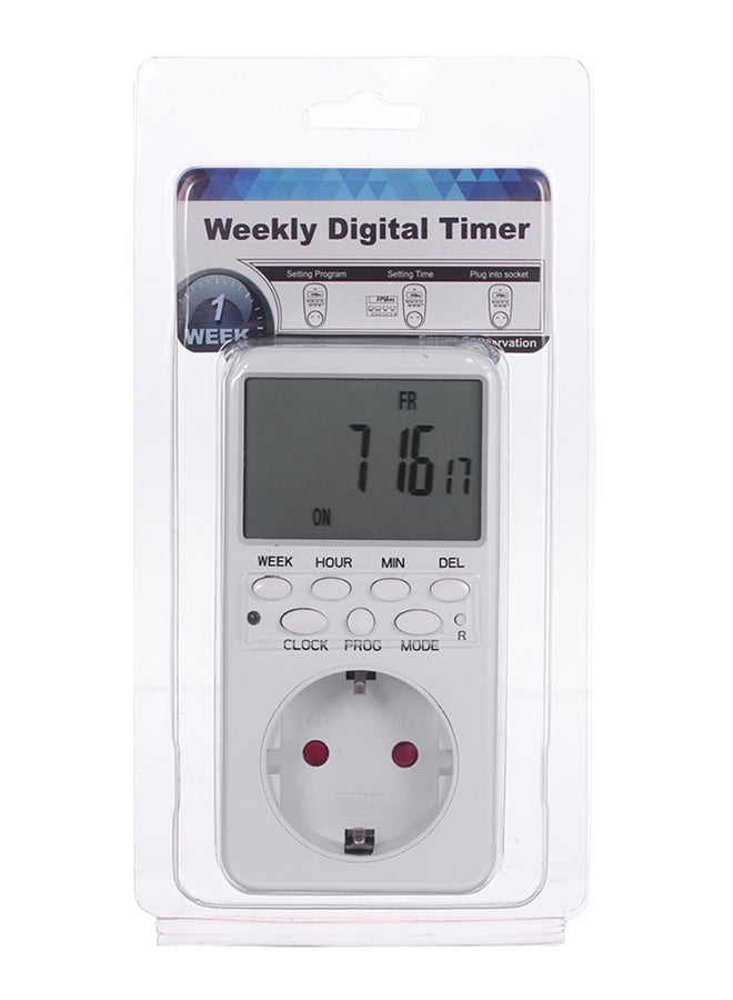 Digital Switch Socket Timer White 19 X 9 X 10cm