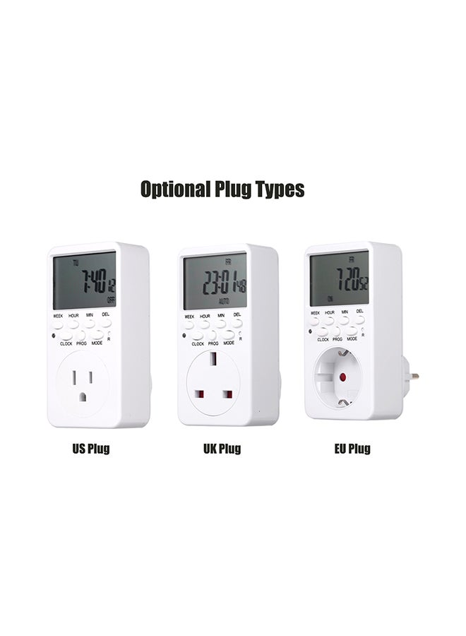 Digital Switch Socket Timer White 19 X 9 X 10cm