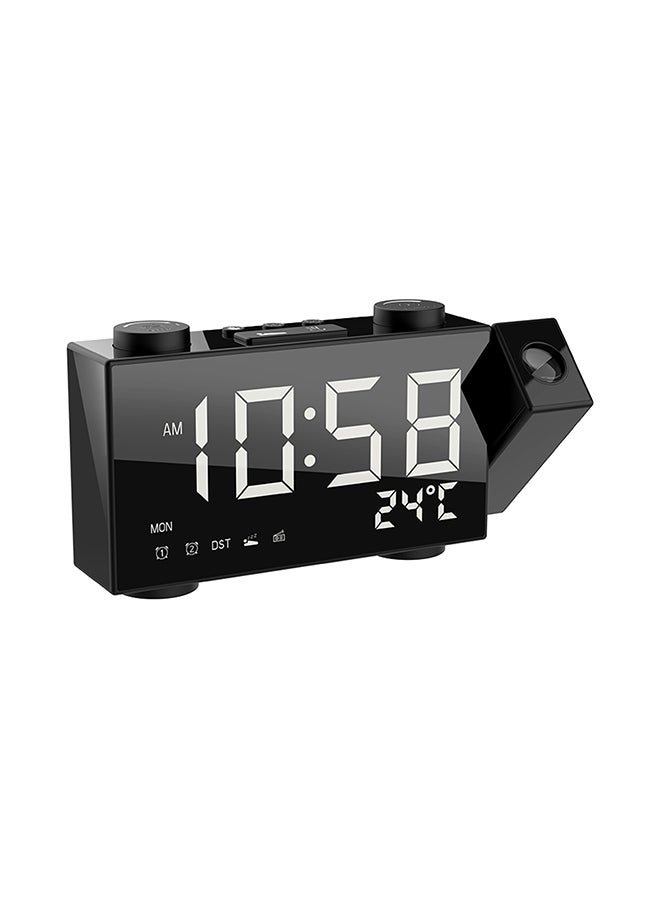 Digital FM Projection Radio Alarm Clock Timer Black 22.5x4.3x9.5centimeter