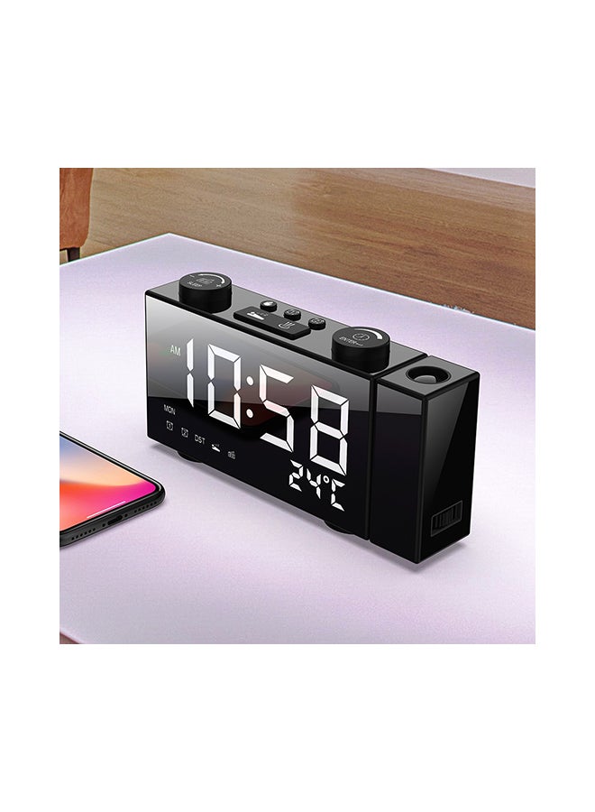 Digital FM Projection Radio Alarm Clock Timer Black 22.5x4.3x9.5centimeter