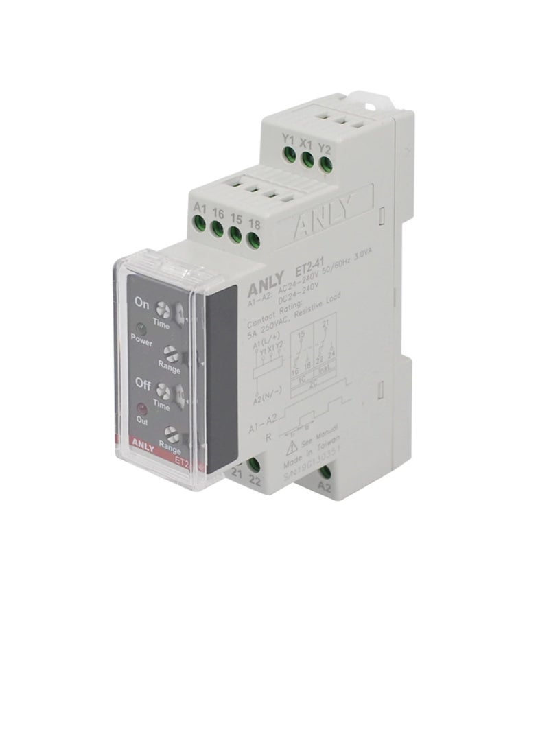 Analog Twin Timer AC/DC 24-240V ET2-41 Anly Electronics