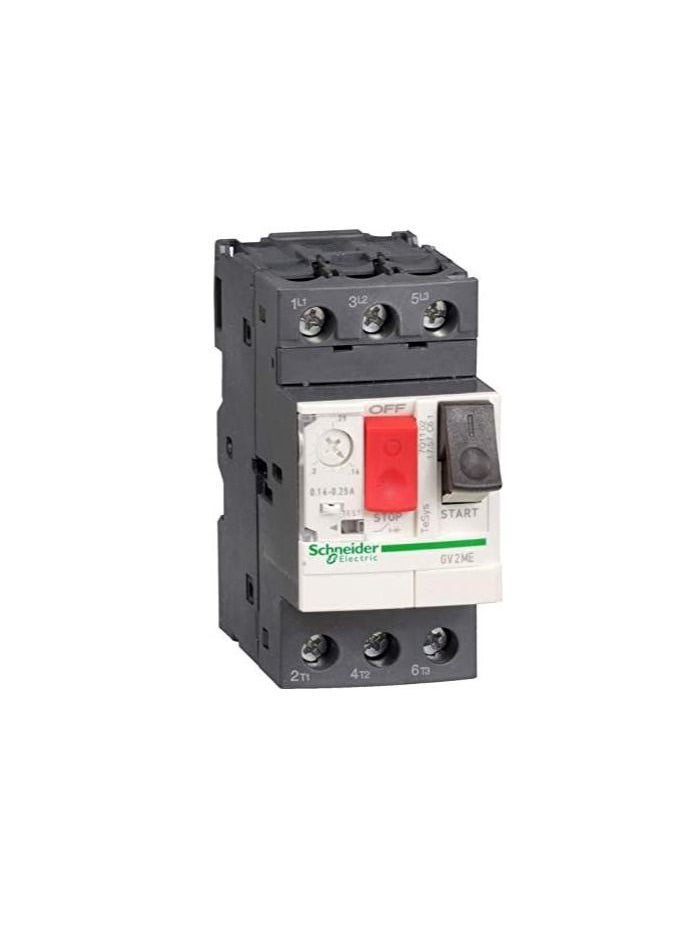 Schneider Electric TeSys GV2ME10 On/Off Motor Circuit Breaker- Thermal Magnetic and Screw Clamp Terminals for AC (3P, 4-6.3 A)