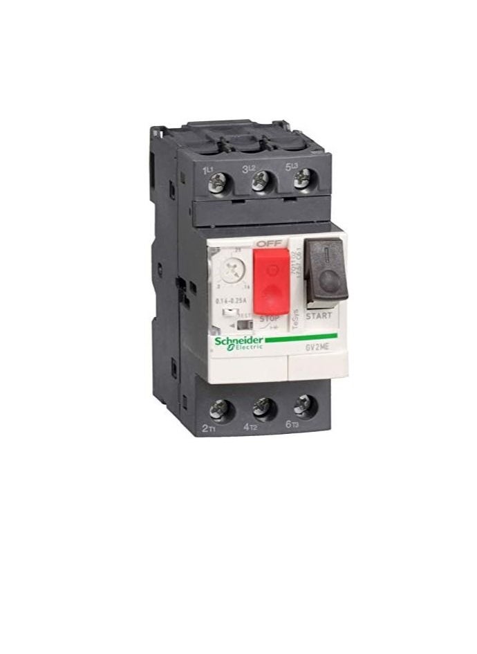 Schneider Electric TeSys GV2ME10 On/Off Motor Circuit Breaker- Thermal Magnetic and Screw Clamp Terminals for AC (3P, 4-6.3 A)