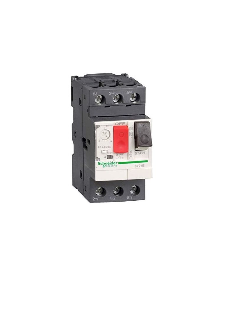 Schneider Electric TeSys GV2ME10 On/Off Motor Circuit Breaker- Thermal Magnetic and Screw Clamp Terminals for AC (3P, 4-6.3 A)