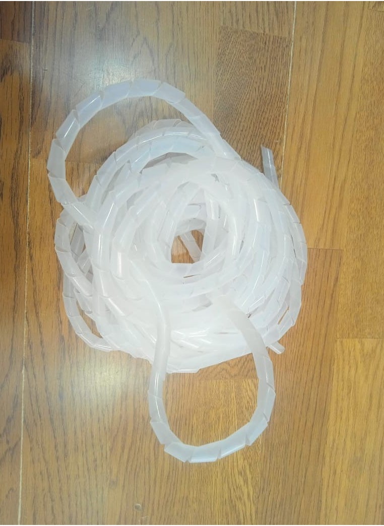 10mm White Spiral Twining Pipe Wrapped Tubing Wire Winding Pipe White Length 10meters(2pcs)