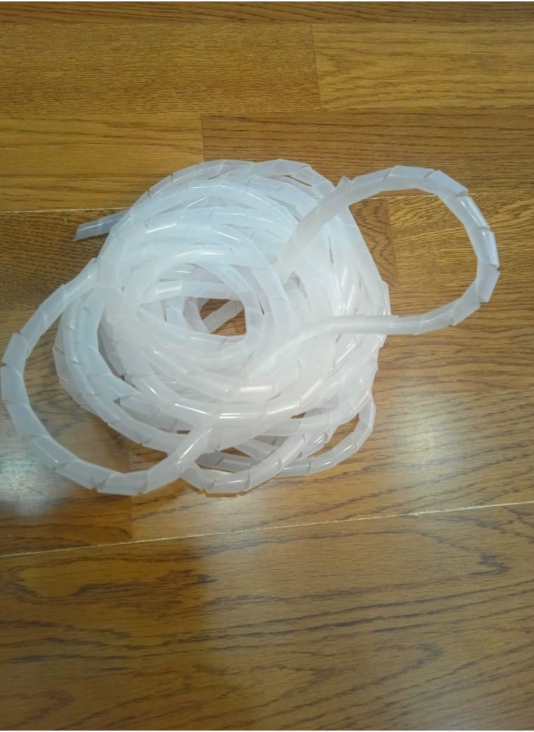 10mm White Spiral Twining Pipe Wrapped Tubing Wire Winding Pipe White Length 10meters(2pcs)