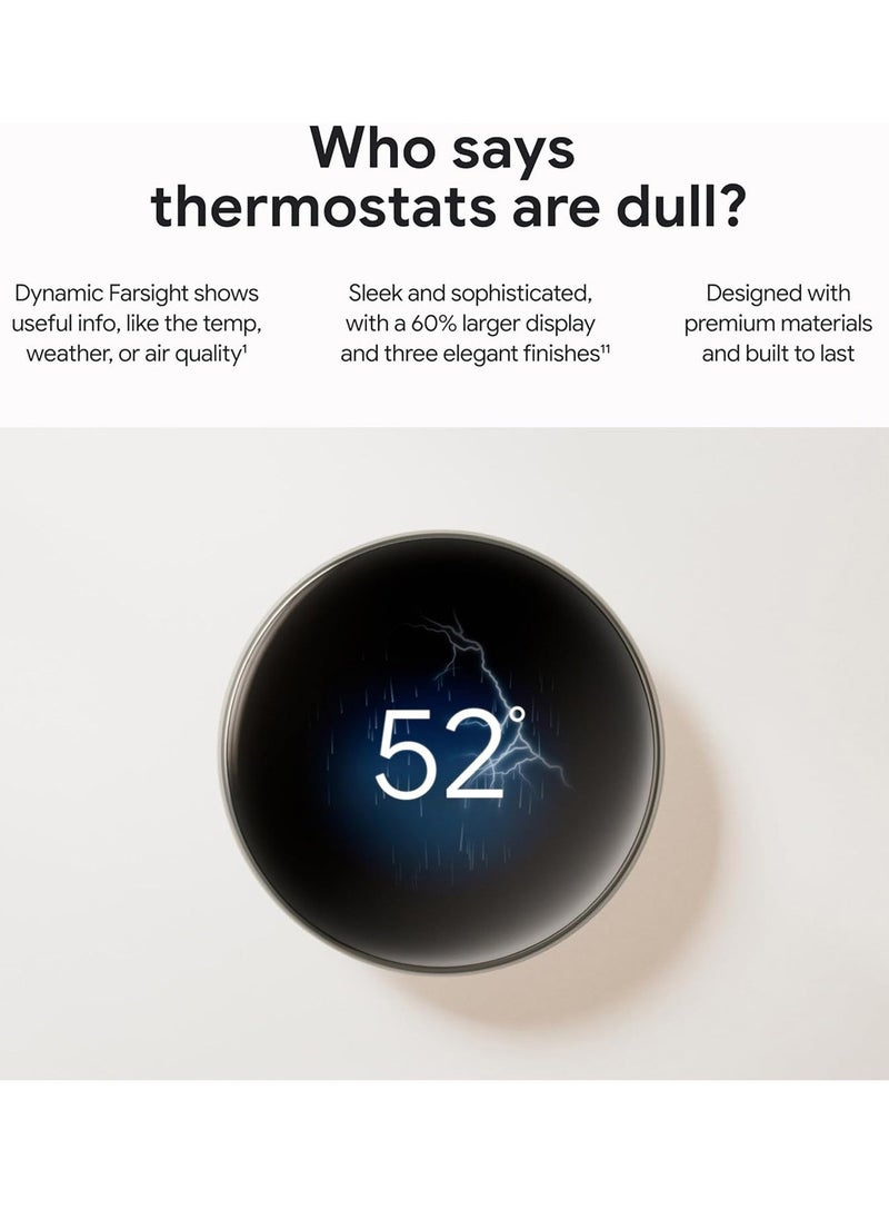 Google Nest Learning Thermostat (4th Gen) with Nest Temperature Sensor (2nd Gen) - Polished Obsidian