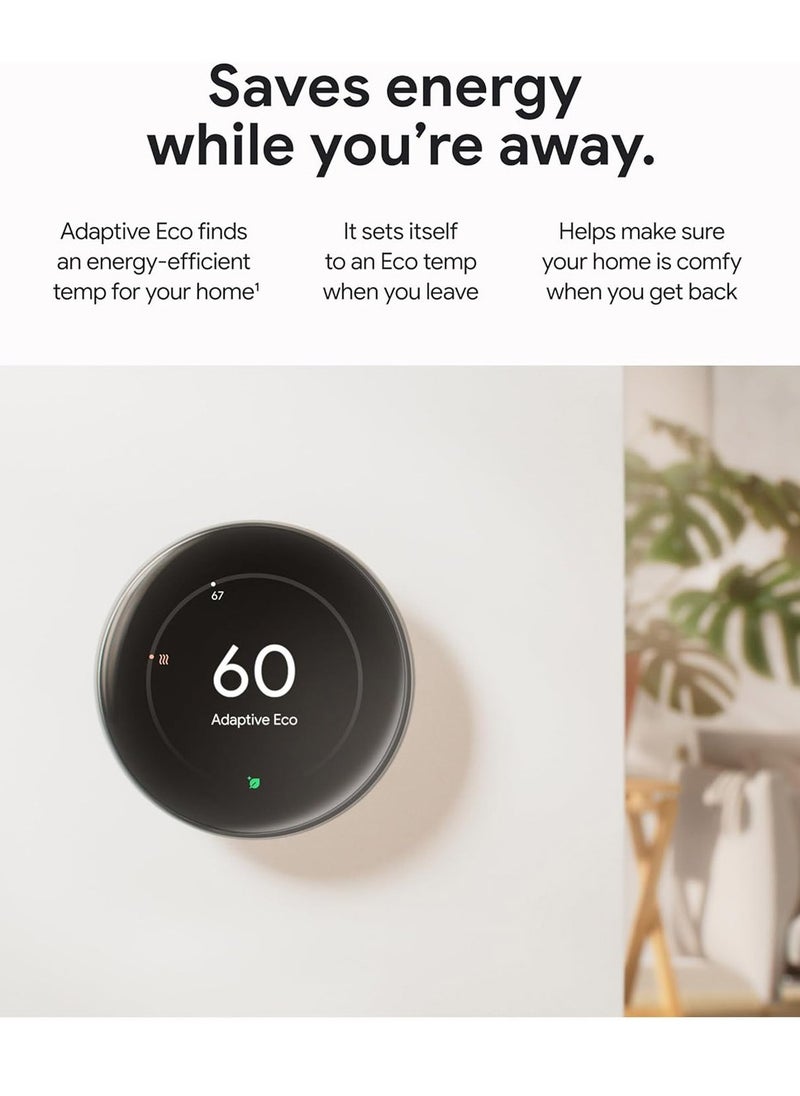 Google Nest Learning Thermostat (4th Gen) with Nest Temperature Sensor (2nd Gen) - Polished Obsidian