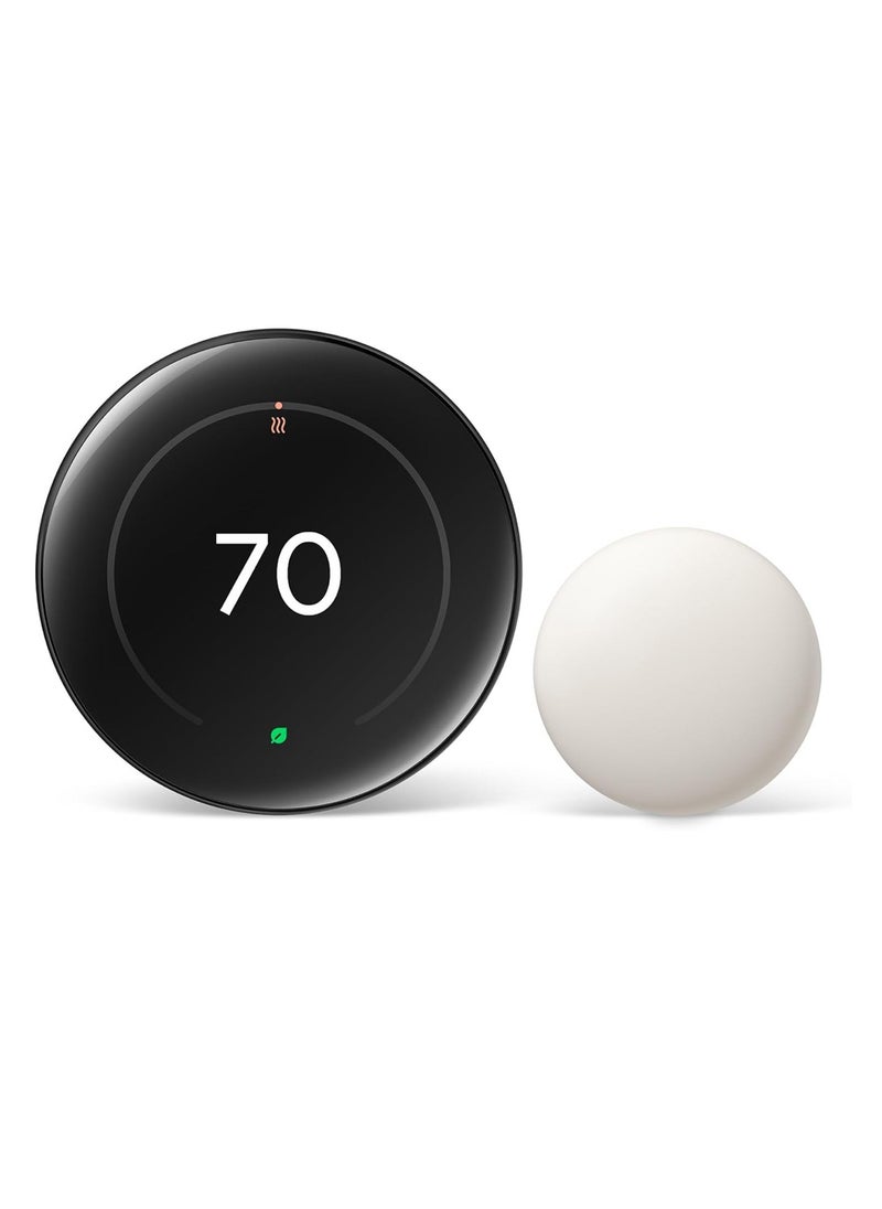 Google Nest Learning Thermostat (4th Gen) with Nest Temperature Sensor (2nd Gen) - Polished Obsidian