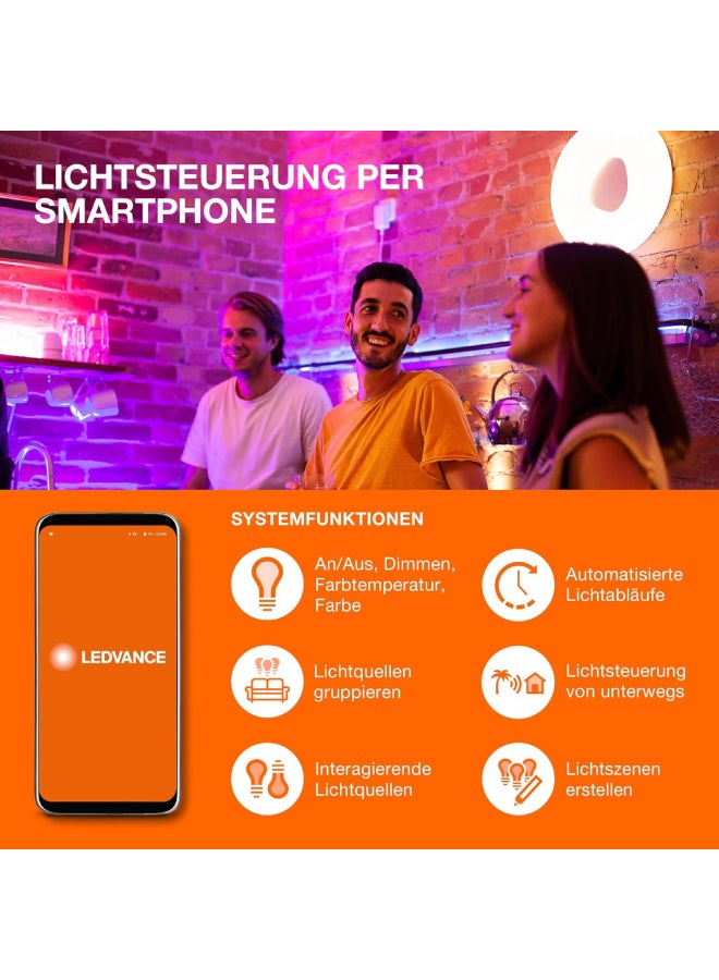 Ledvance Led Lamp, Base: E27, Warm White, 2500 K, 5.50 W, Replacement For 45 W Incandescent Bulb, Smart+ Filament Edison Dimmable Energy Efficiency Class White