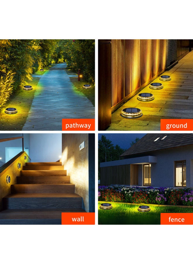 8-Piece LED Solar Deck Light Warm Yellow