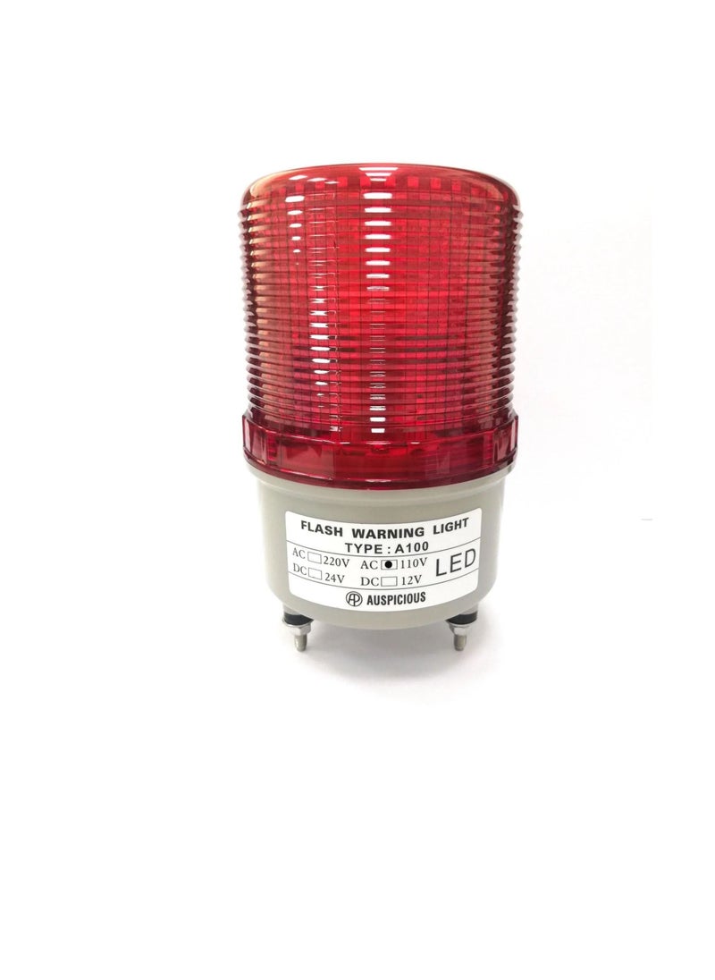 Flashing Red Beacon Light LED with Buzzer Screw Mount A100F Auspicious 110VAC