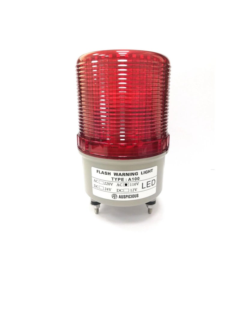 Flashing Red Beacon Light LED with Buzzer Screw Mount A100F Auspicious 110VAC