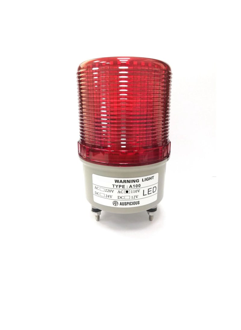 LED Rotating Beacon Light Red Color Screw Mount A100R Auspicious 110VAC