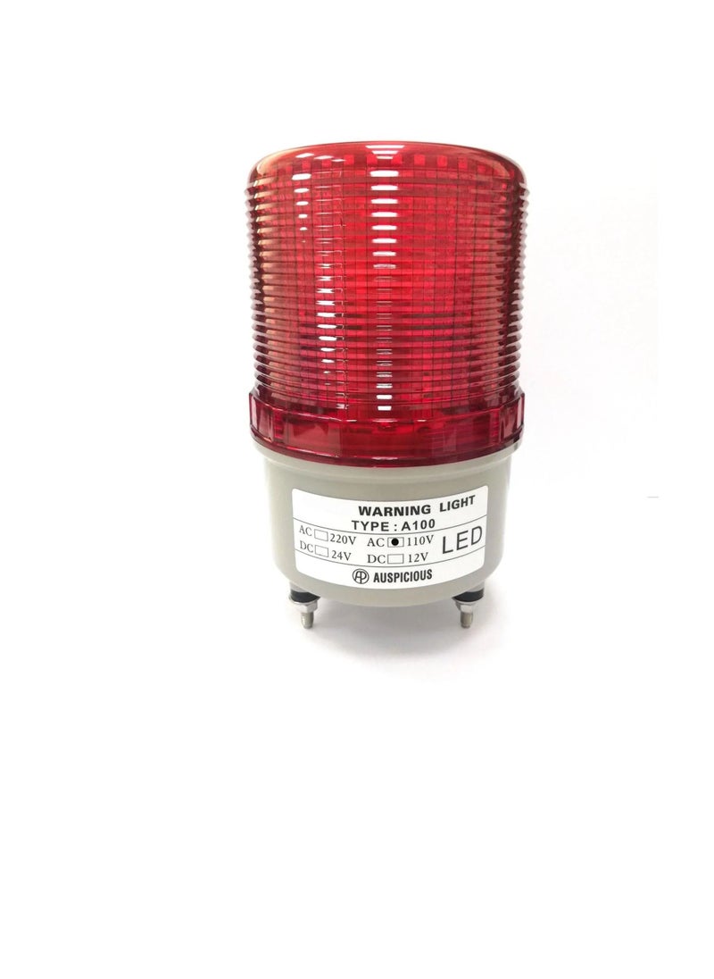 LED Rotating Beacon Light Red Color Screw Mount A100R Auspicious 110VAC