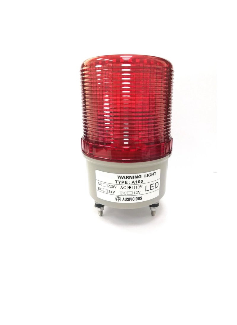 LED Rotating Beacon Light Red Color Screw Mount A100R Auspicious 110VAC