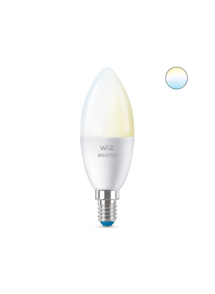 WiZ Smart Bulb Candle LED White C37 E14 470lm Wi-Fi ( Compatible With Google Assistant, Alexa & Siri)- 3 White Bulbs Bundle,