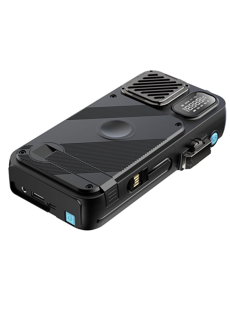 16000 mAh PowerBank 16000mAh with FM Radio/ Solar Wireless Charging / Hand Crank Generator / Watch Wireless Charger / LED Light / Digital Clock / Integrated Cable/ Speaker /20W PD Camping Powerbank - Black