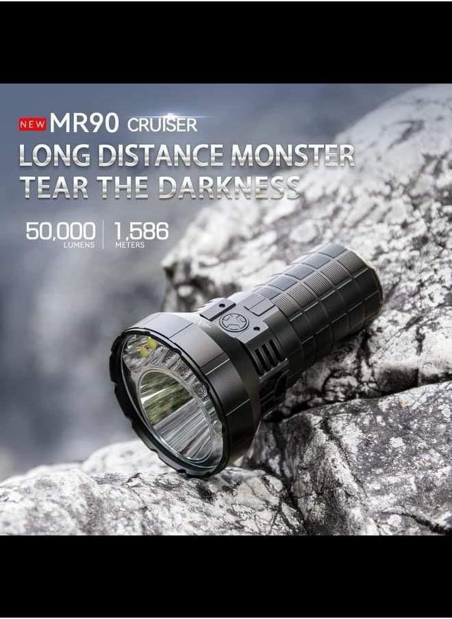 Rechargeable Flashlight 50000 Lumens, Super Bright Flashlights with Cree XHP 70.2 LEDs Long Beam Distance 1586 Meters, Tactical Torch for Camping and Hiking