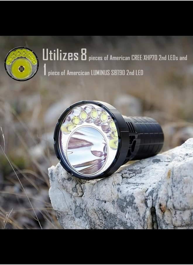 Rechargeable Flashlight 50000 Lumens, Super Bright Flashlights with Cree XHP 70.2 LEDs Long Beam Distance 1586 Meters, Tactical Torch for Camping and Hiking
