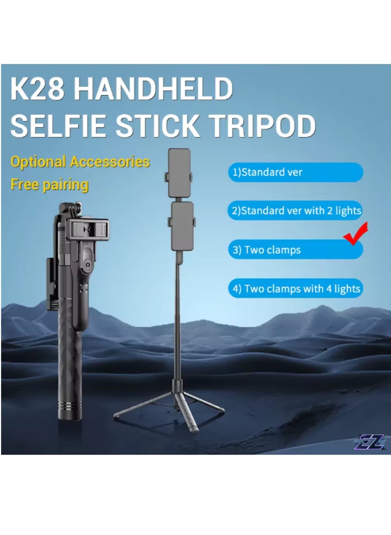 K28 Super Long Selfie Stick Tripod – 360° Retractable Aluminum Vlog & Selfie Stick for Phone, Video Recording, and Photography