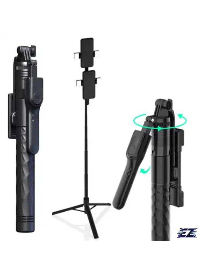 K28 Selfie Stick with Tripod & Detachable Remote – Mobile Holder, GoPro, Camera, Ring Light Compatible, Handheld Stabilizer & Strong Clamps