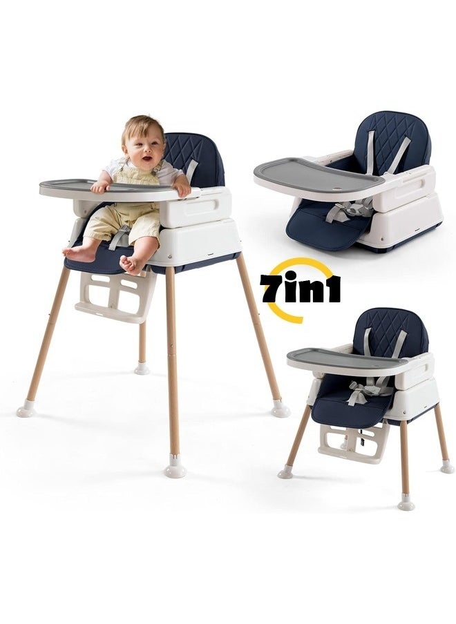 7-in-1 adjustable baby and toddler feeding chair with detachable tray