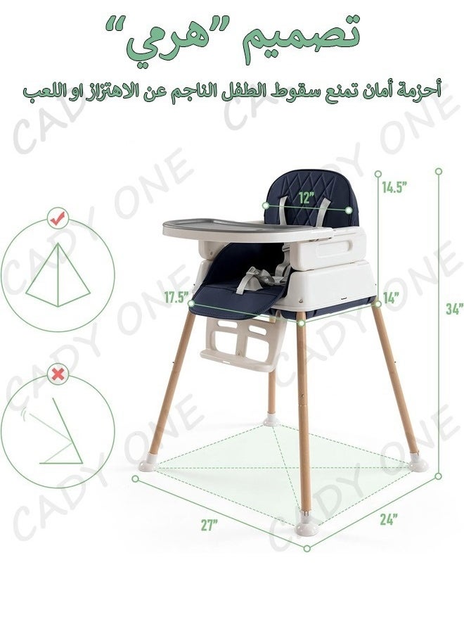 7-in-1 adjustable baby and toddler feeding chair with detachable tray