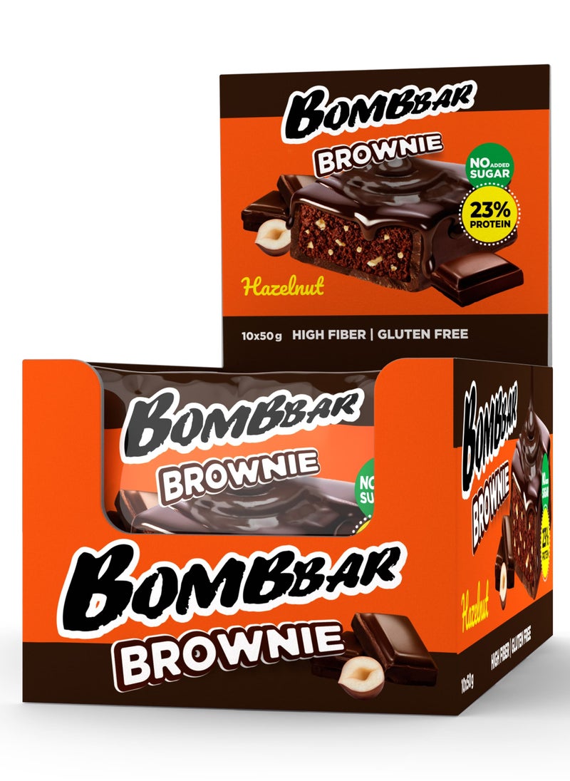 Protein Brownie Hazelnut Gluten Free, High Fiber and No Sugar Added 10x50g