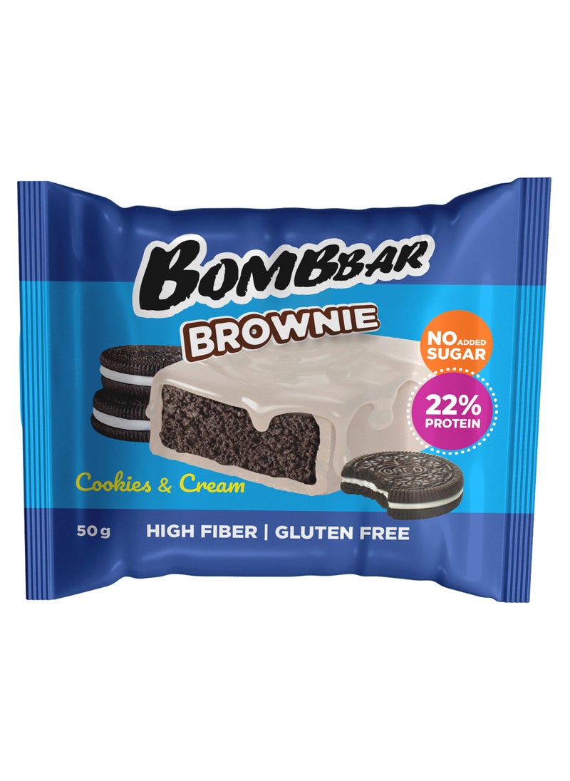 Protein Brownie Cookies & Cream Gluten Free, High Fiber and No Sugar Added 10x50g