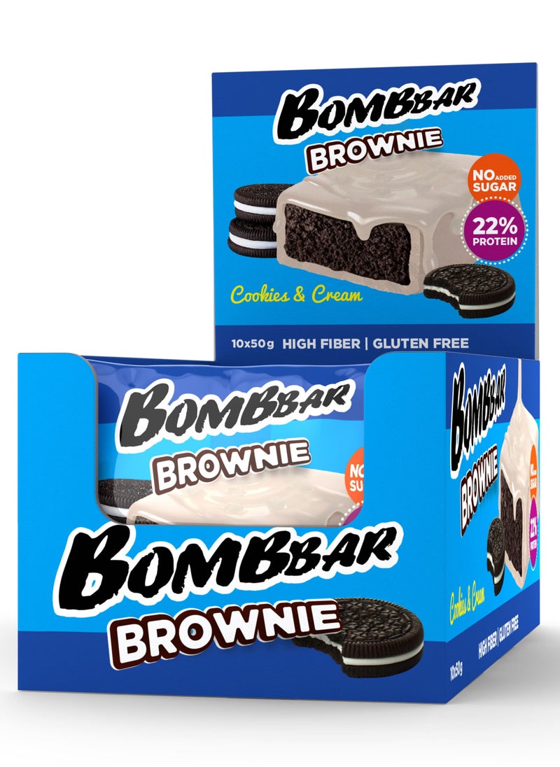 Protein Brownie Cookies & Cream Gluten Free, High Fiber and No Sugar Added 10x50g