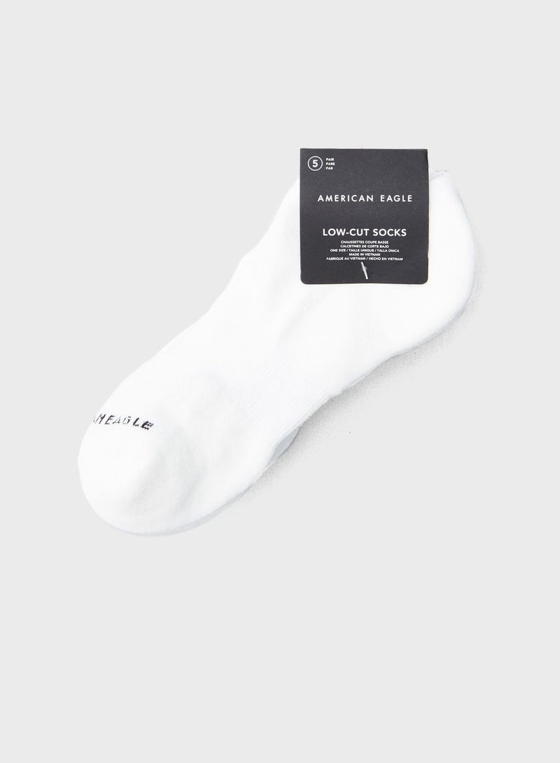 5 Pack Low Cut Socks White