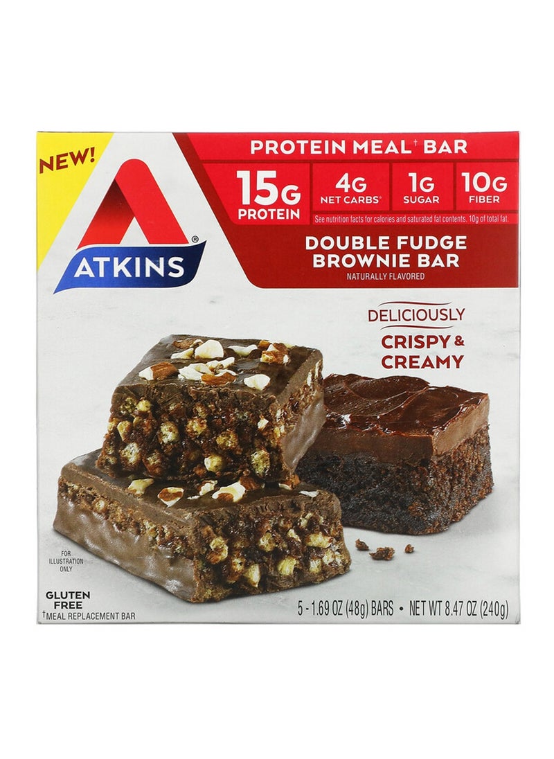 Atkins, Protein Meal Bar, Double Fudge Brownie Bar, 5 Bars, 1.69 oz (48 g) Each