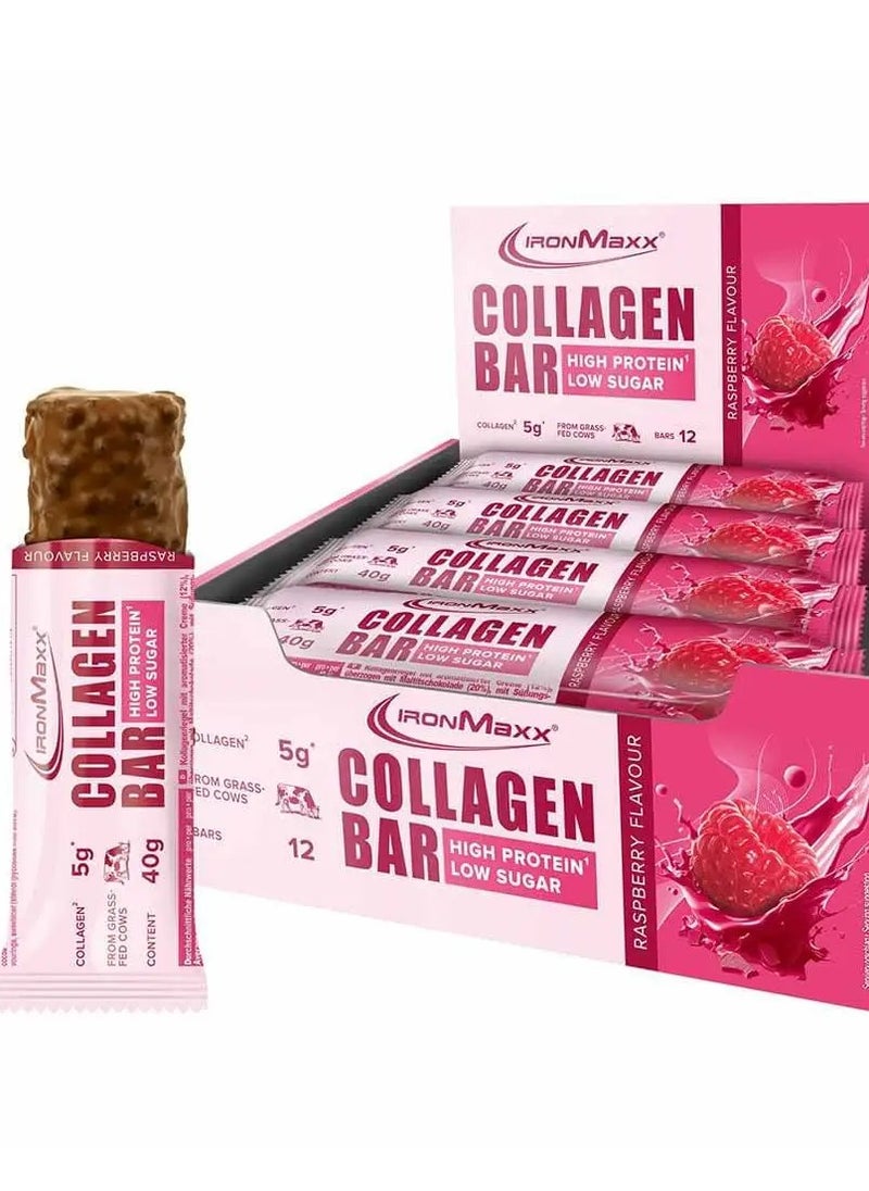 IronMaxx, Collagen Bar, Raspberry, 40g Pack of 12