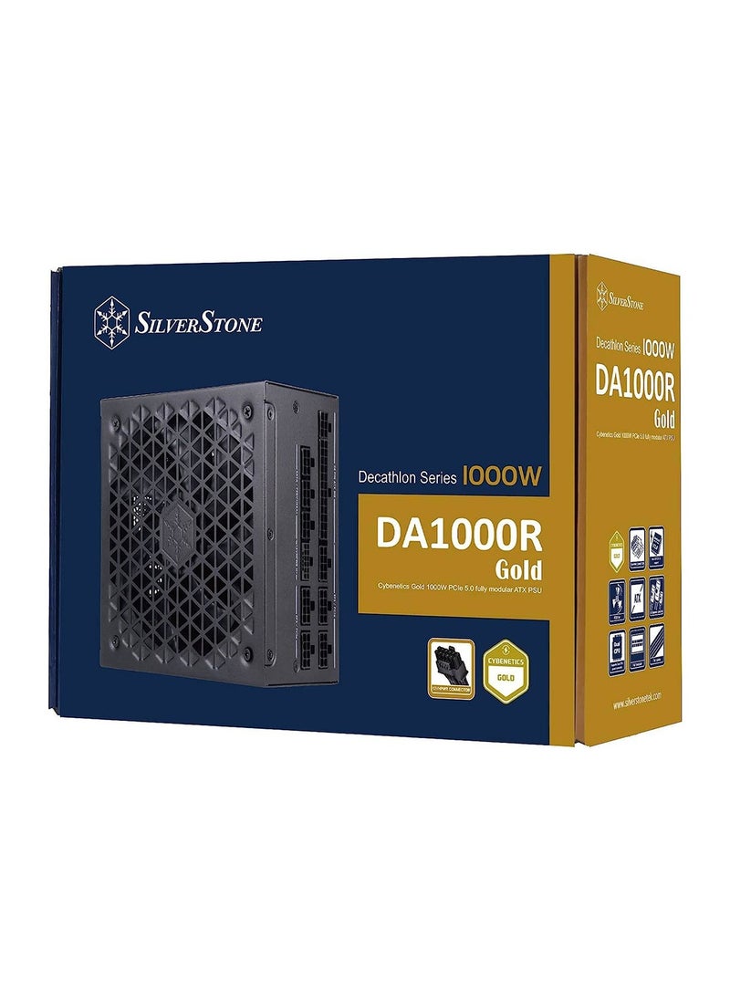 DA1000R Fully Modular ATX Power Supply, Cybenetics Gold, 1000W Max Output Power, Gen5 12VHPWR PCIe Connector, 135mm Silent FDB Fan, Active PFC, SST-DA1000R-GM