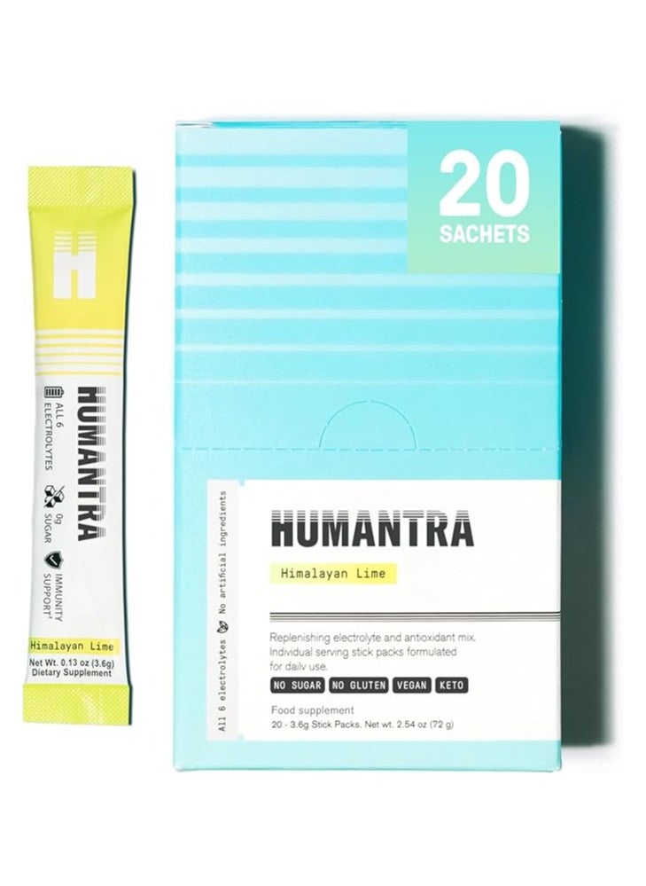 Himalayan Lime Hydration Packets Zero Calorie Zero Sugar Electrolyte Hydration Multiplier w/Essential Minerals Boost Immune And Metabolic Functions Electrolytes Powder Immune Support