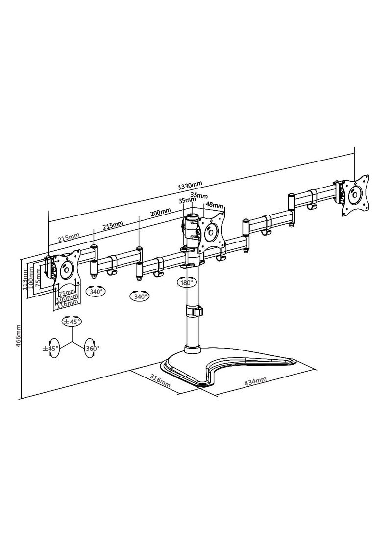 Triple Articulating Monitor Arm with Freestanding Tabletop Desk Mount - Stand (Adjustable Arm) for 3 LCD Screens 13