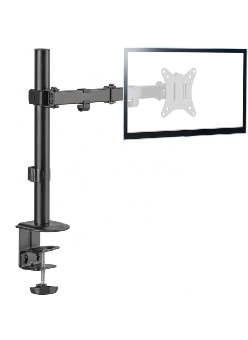 Premium Single Monitor Arm Vesa Mount - Adjustable Gas Spring Vesa Monitor Stand - Single Monitor Mount Desk with C-clamp Mounting Base Support up to 13-32 inches and 8 kg Screen