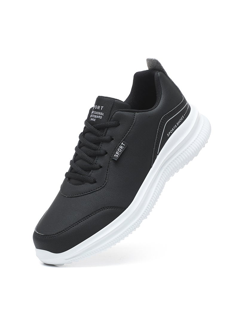 Jinjiang Plus-Size Mens Waterproof Sneakers black and white