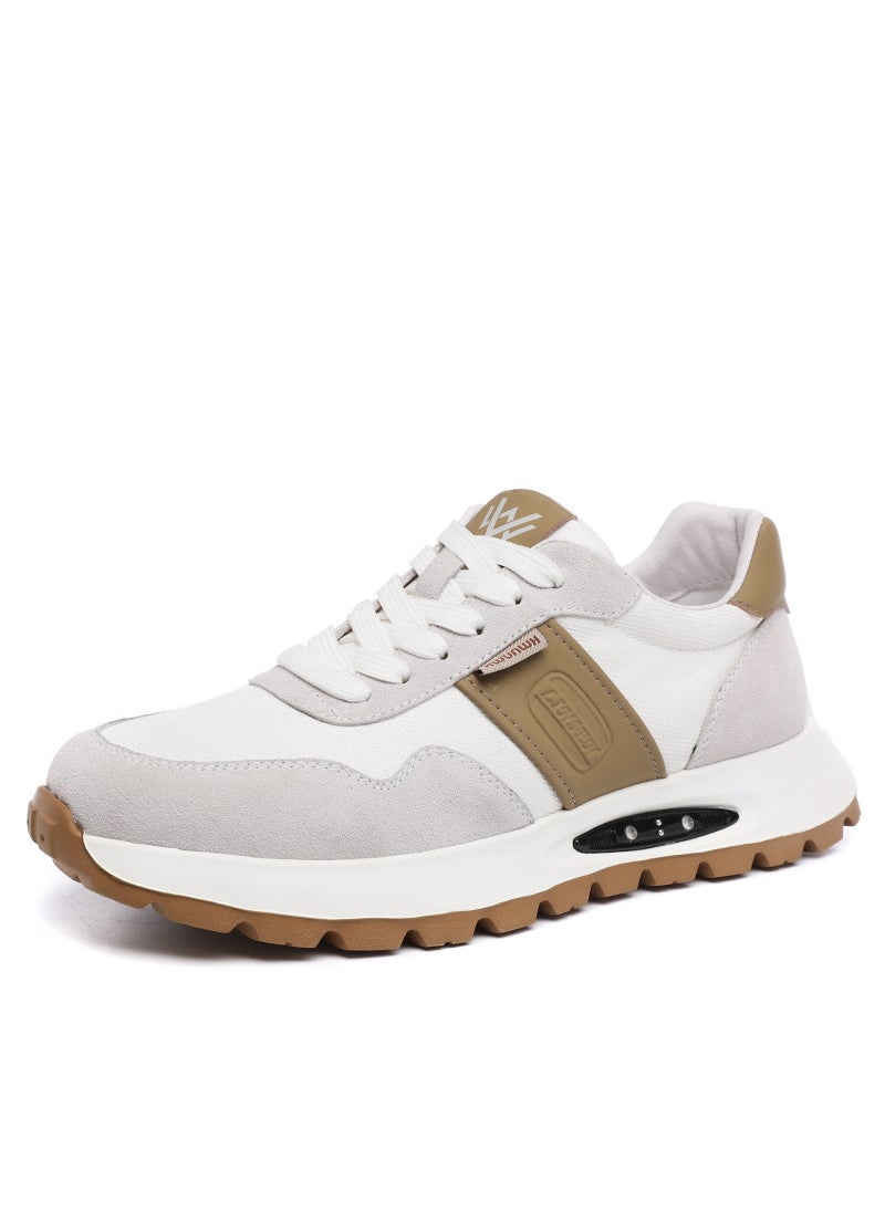 Genuine Leather Breathable Mens Sneakers White